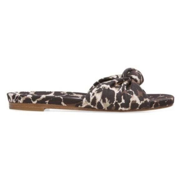 VERONICA BEARD Etra Knotted Leopard-Print Canvas Slide Sandals Size 6 - Picture 2 of 8